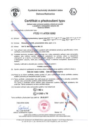 Certifikát přezkoušení typu FTZÚ 11 ATEX 0262 (typ PCT)