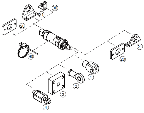 Accessories for double acting cylinder to DIN ISO 6432 series MCKMI