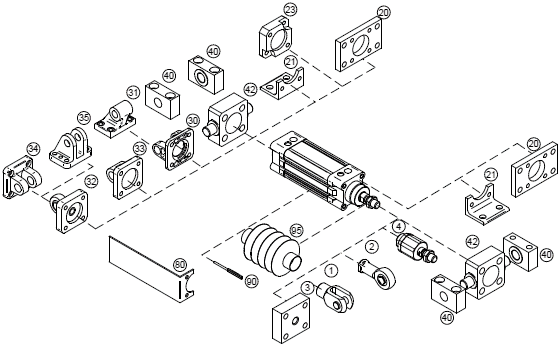 Accessories for double acting cylinder to ISO 15552, VDMA 24562, series MCKQI3