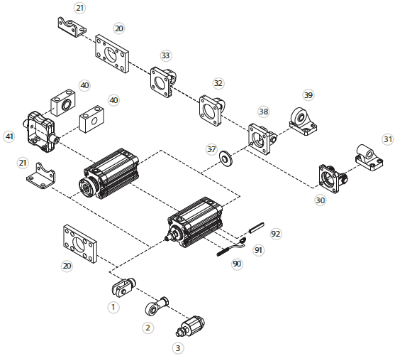 Accessories for telescopic cylinders series RT