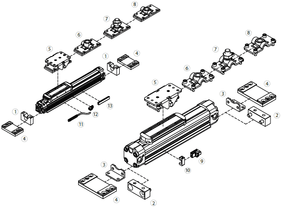 Accessories for rodless cylinder series S1