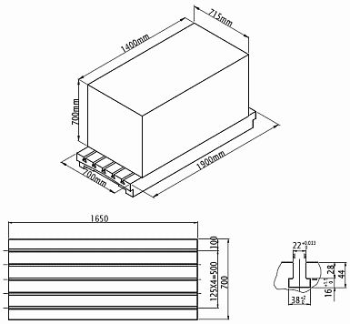 Rozměry stolu stroje VB-715A