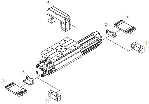Accessories for rodless cylinder series VL1